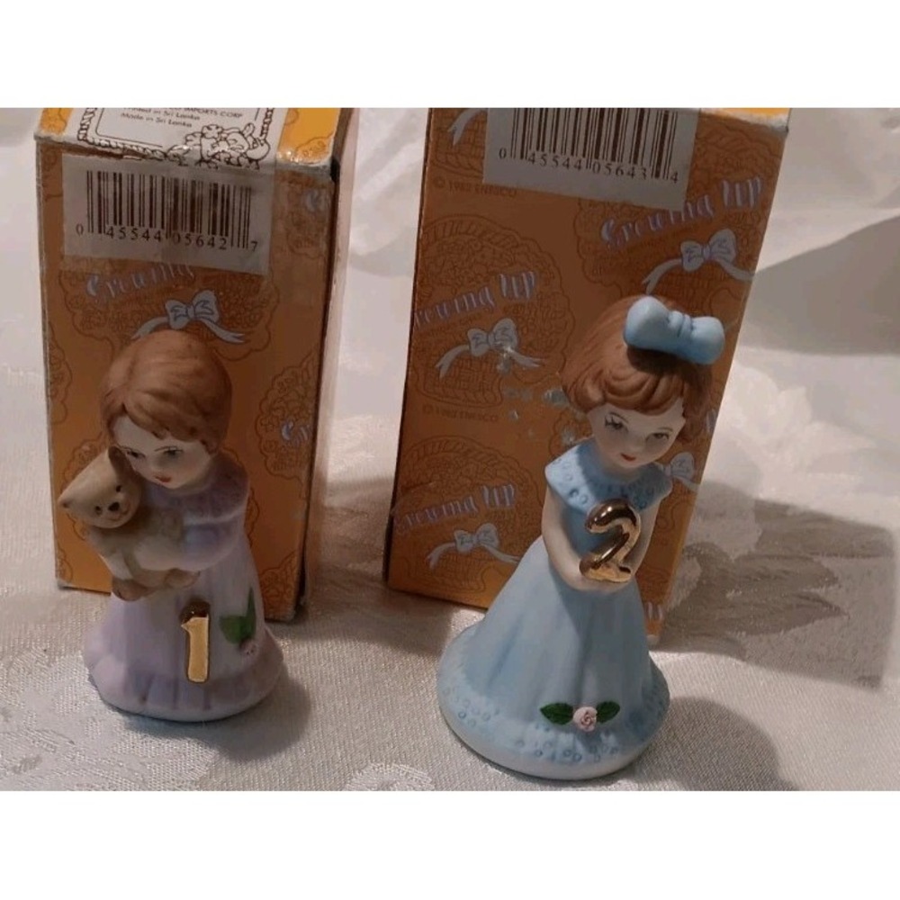 Vtg Enesco Growing Up Birthday Girls Lot of 2 Figurines ( 1,2) No Boxes EUC